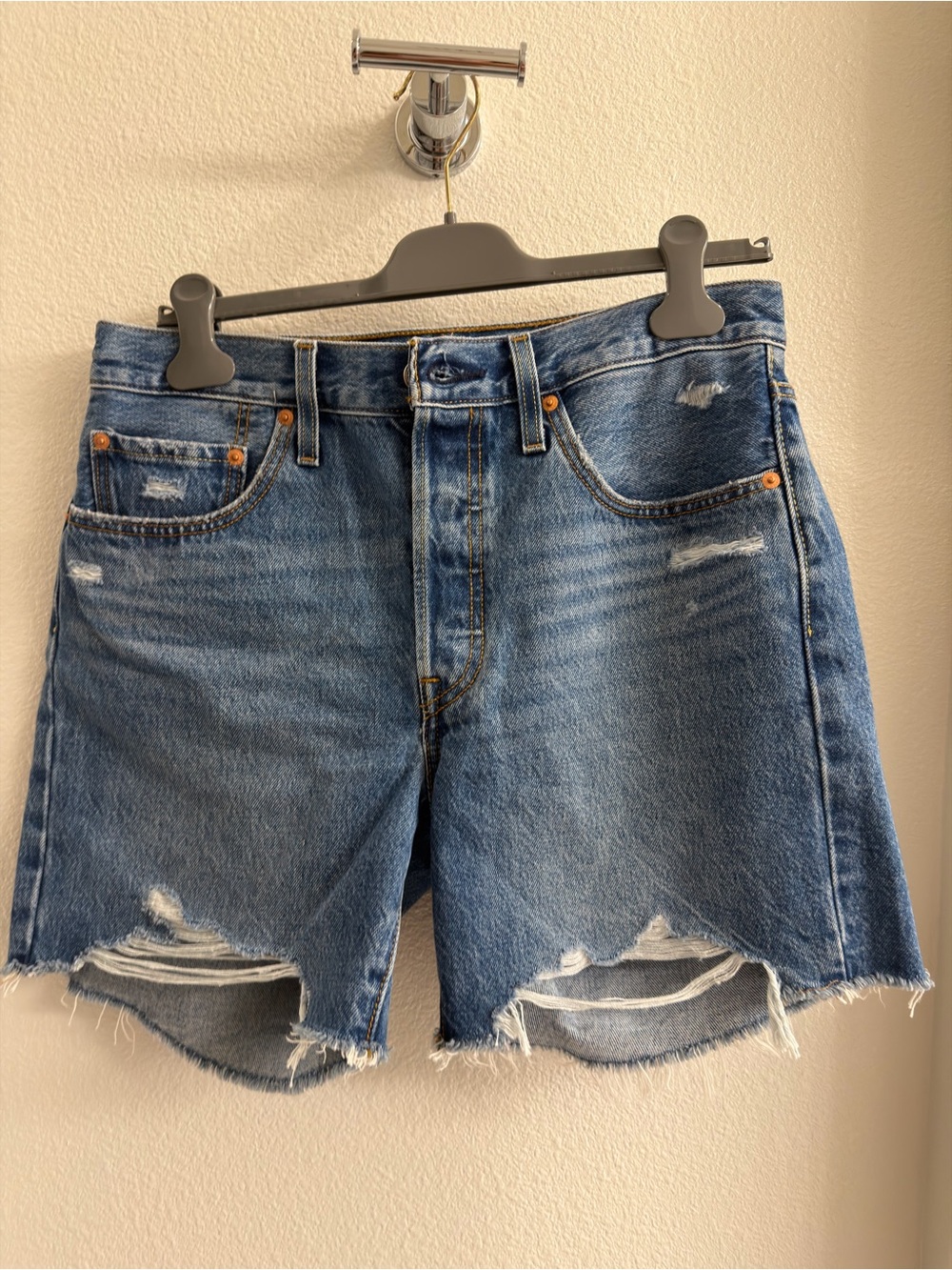 Levi's Distressed Blue Denim Jean Shorts